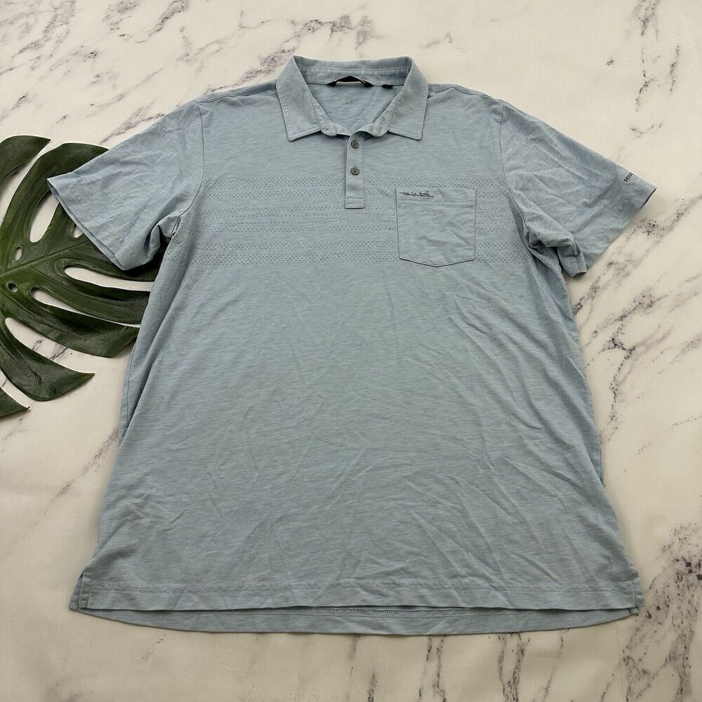 Travis Mathew Mens Golf Polo Shirt Size XXL Light Blue Desert Springs Logo
